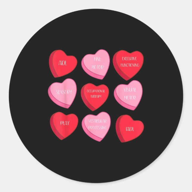 Occupational Therapy Heart Candy Valentine Day Ot  Runder Aufkleber (Vorderseite)