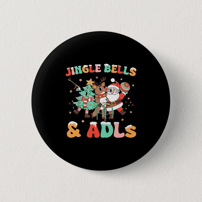 Occupational Therapy Xmas Reindeer Santa Adls New  Button (Vorderseite)