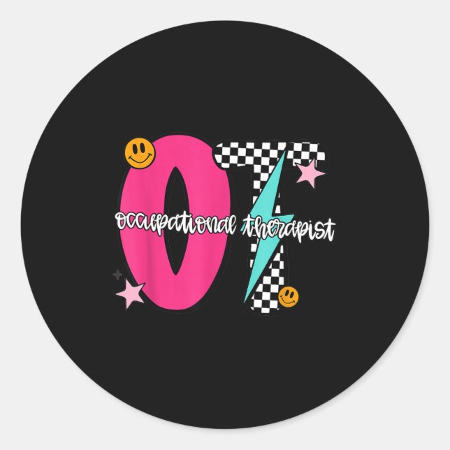Occupational Therast Retro Checkered Ot Graduation Runder Aufkleber (Vorderseite)