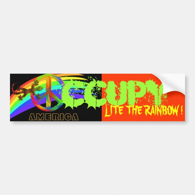 OCCUPY AMERICA LITE DIE RAINBOUR ! AUTOAUFKLEBER (Vorne)