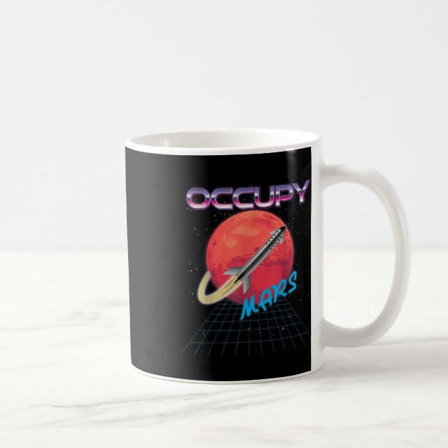 Occupy Mars Space Rocket Synthwave Outrun Retro Kaffeetasse (Rechts)