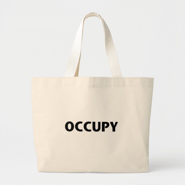 Occupy (Schwarz auf Weiß) Jumbo Stoffbeutel (Vorne)