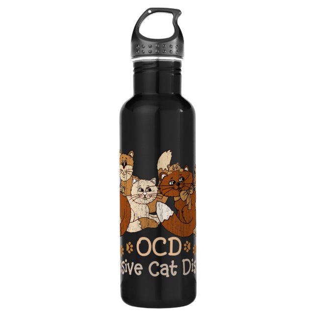 OCD besessene Katzen-Störung Edelstahlflasche (Vorderseite)