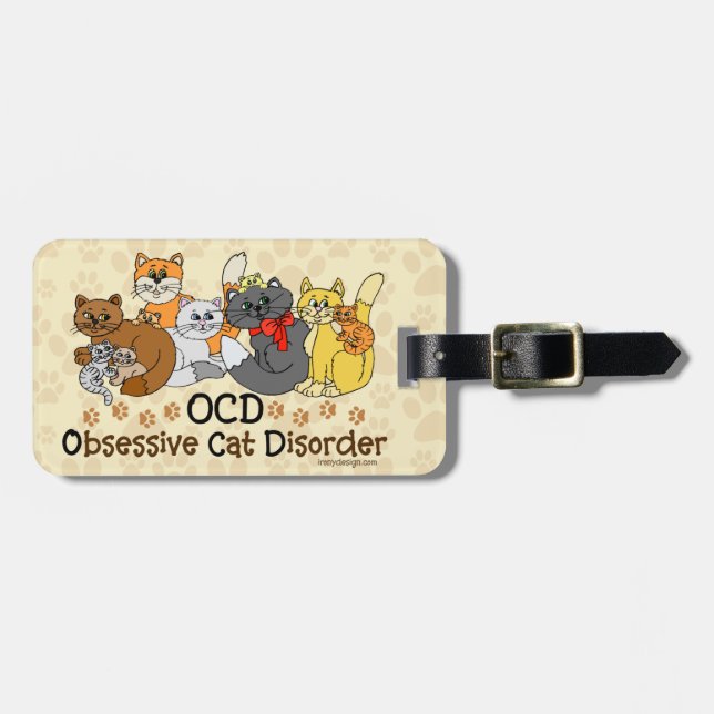 OCD besessene Katzen-Störung personalisiert Gepäckanhänger (Vorderseite horizontal)
