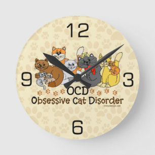 OCD besessene Katzen-Störung Runde Wanduhr