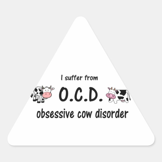 OCD Kuh Dreieckiger Aufkleber (Vorderseite)