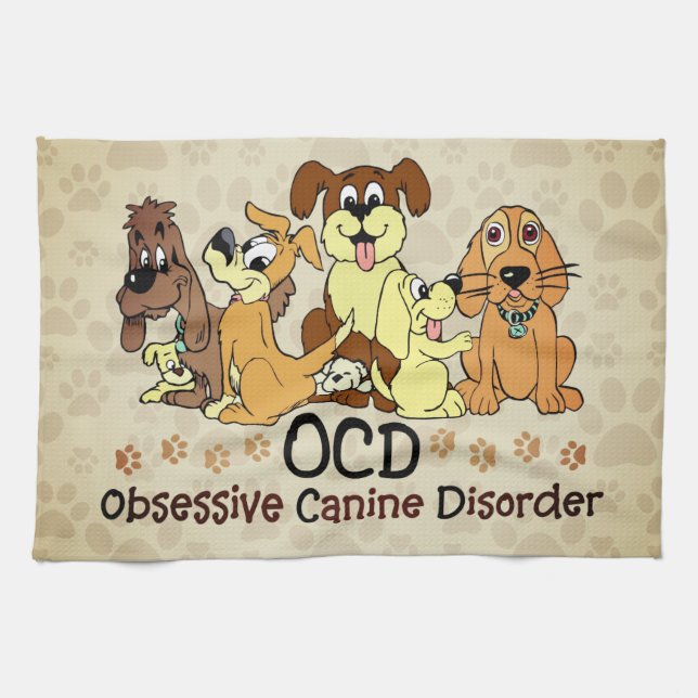 OCD Obsessive Canin-Störung braun Geschirrtuch (Horizontal)