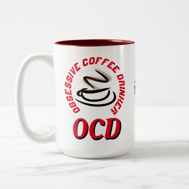 OCD / Obsessive Coffee Drinker Zweifarbige Tasse (Links)