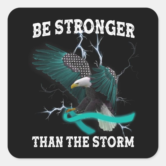 OCD- und PTSD-Adler-Aquamarine Band-Bewusstsein Quadratischer Aufkleber (Vorderseite)