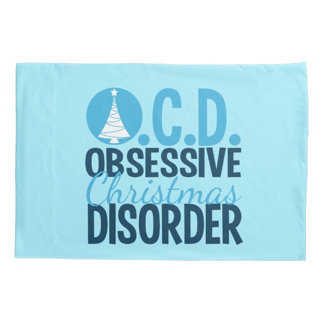 OCD Weihnachten (blau) Kissenbezug (Rückseite)