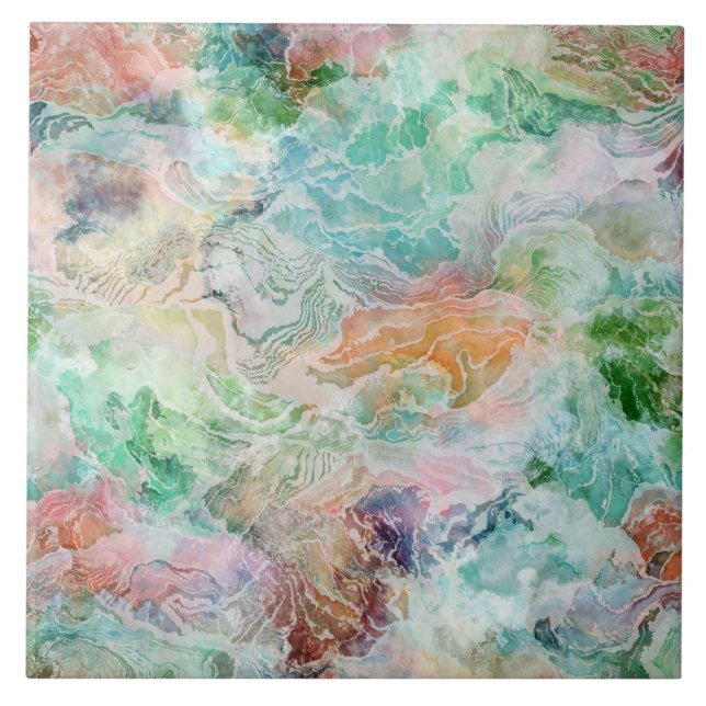 Ocean Abstract Watercolor Grunge Pattern  Fliese (Vorderseite)