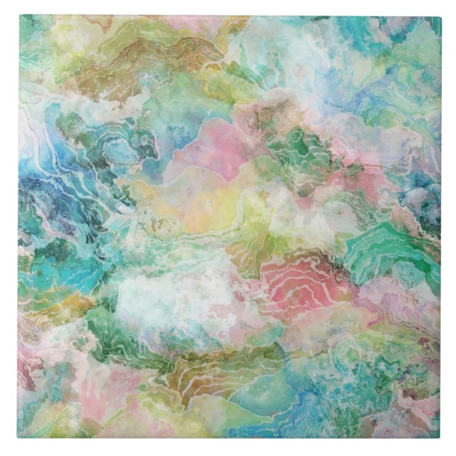 Ocean Abstract Watercolor Grunge Pattern  Fliese (Vorderseite)