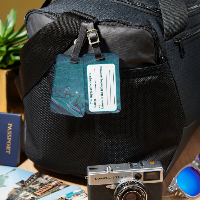 Ocean Acrylic Pour Inspiriert Gepäckanhänger (Vorderseite & Rückseite)