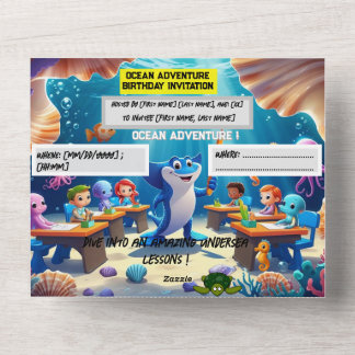 Ocean Adventure Classroom Geburtstag - Flachbildsc All In One Einladung