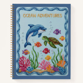 Ocean Adventures Embroidered Dolphin & Turtle Notizbuch