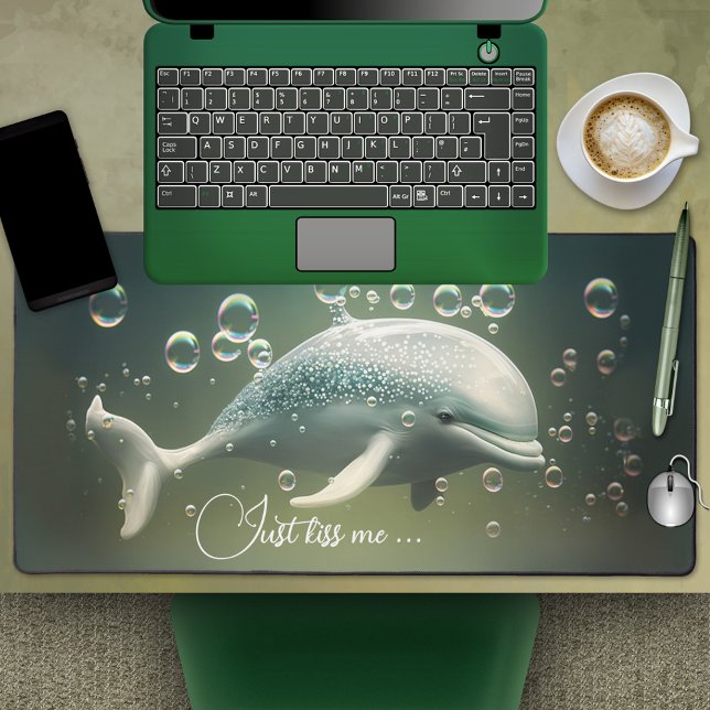 Océan Amoureux des animaux dauphin (Desk mat featuring a dreamy under water scene with a dolphin and your own funny text(s))