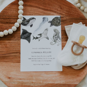 Ocean Animal Baby Shower Einladung Wasserfarbe