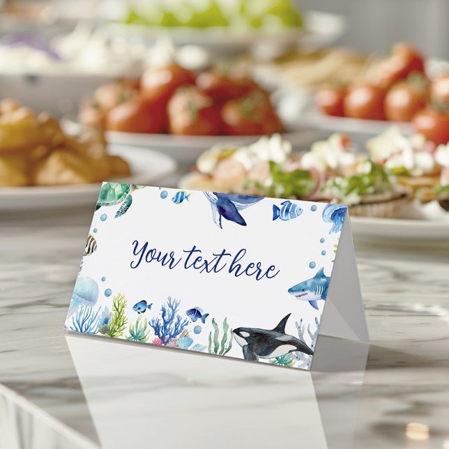 Ocean Animal Boy Birthday Food Platzkarte Whale (Von Creator hochgeladen)