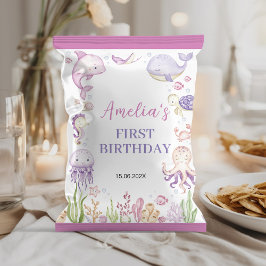 Ocean Animals Girl Birthday Chip Bag Wrapper Flyer