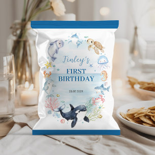 Ocean Animals Kindergeburtstag Chip Bag Wrapper Flyer