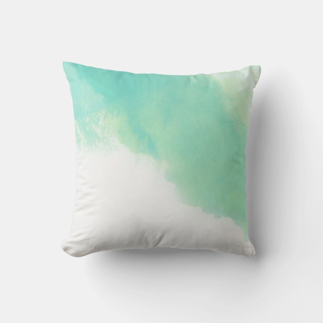 Ocean Aqua Blue Abstrakt Watercolor Kissen (Vorderseite)