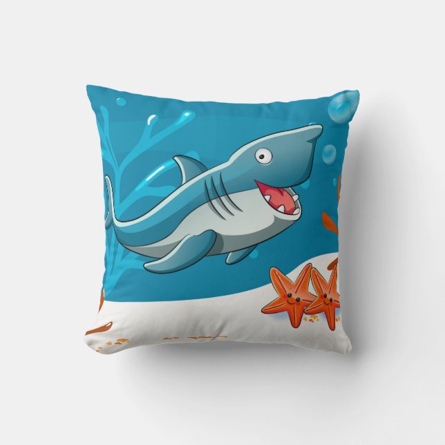 Océan Aquatic Cute Shark Starfish Coussin (Recto)