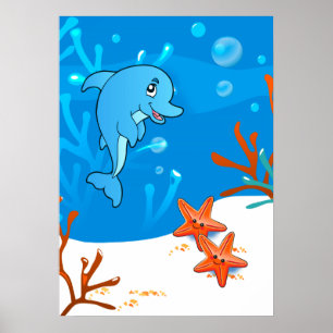 Ocean Aquatic Niedlich Delphin Starfish Poster
