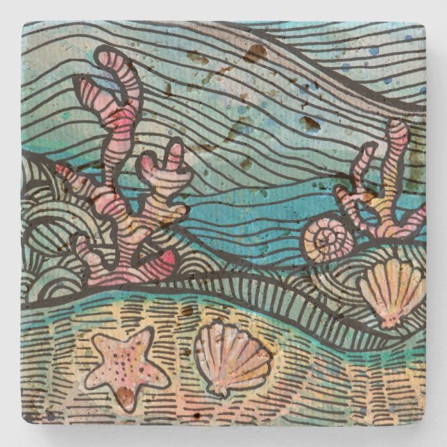 Ocean Art Steinuntersetzer (Vorderseite)