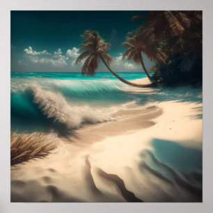 Ocean Art   Wellen und Palmen tropische Bäume Poster