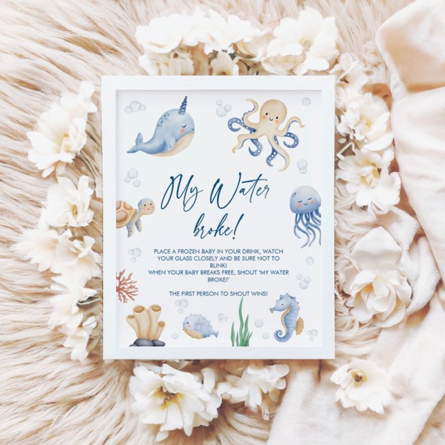 Ocean Baby Dusche Mein Wasser Broke Spiel Schild (Von Creator hochgeladen)