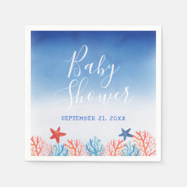 Ocean Baby Dusche Wasserfarbe Starfish Corals Serviette