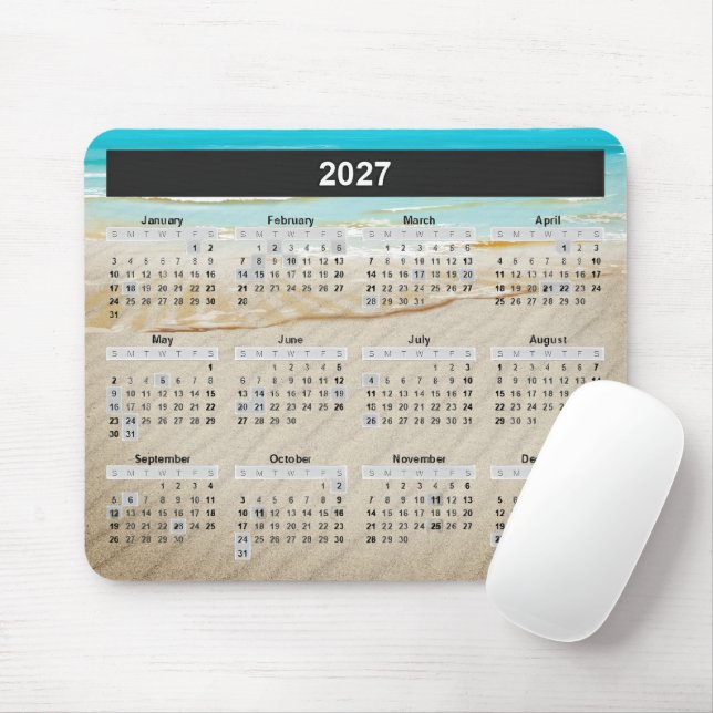 Ocean Beach 2027 Kalender  Mousepad (Mit Mouse)