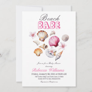 Ocean Beach Babe Pink Seashell Girl Baby Dusche Einladung