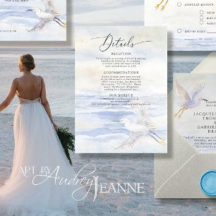 Ocean Beach Coastal Bird Blau und Weiß Details Begleitkarte