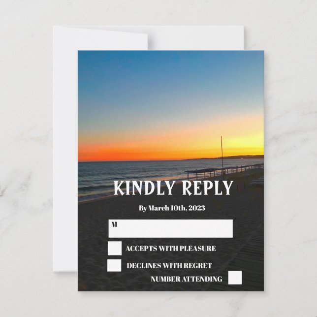 Ocean Beach Coastal Tropical Sunset Wedding RSVP (Devant)