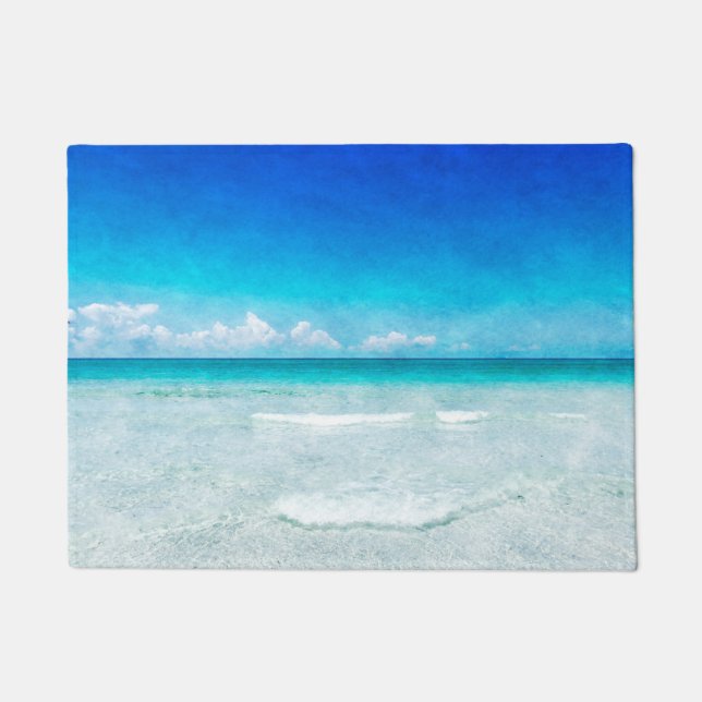 Ocean Beach Deco in Aquamarin Aqua Türkise Blue Fußmatte (Vorderseite)