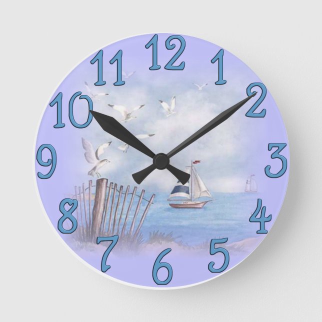 Ocean Beach Design Wall Clock Runde Wanduhr (Vorderseite)