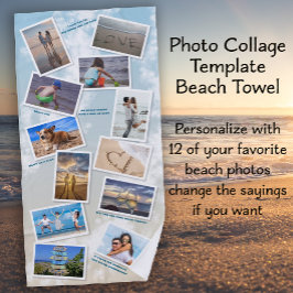 Ocean Beach Foto Collage Template Strandtuch