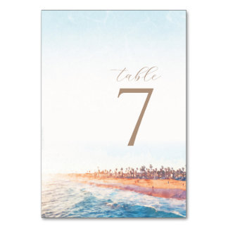 Ocean Beach Hochzeitskarte für die Tischnummer