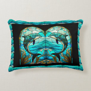 Ocean Beach House Blue Dolphin Imitate verkleidete Dekokissen