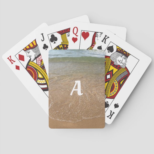 Ocean Beach Monogramme Erste Wasserwellen Cool Spielkarten (Rückseite)