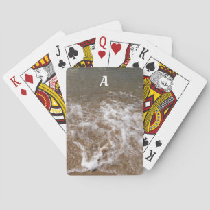 Ocean Beach Monogramme Initial Water Waves Gift Spielkarten