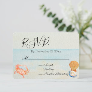 Ocean Beach Muscheln Hochzeit RSVP Begleitkarte