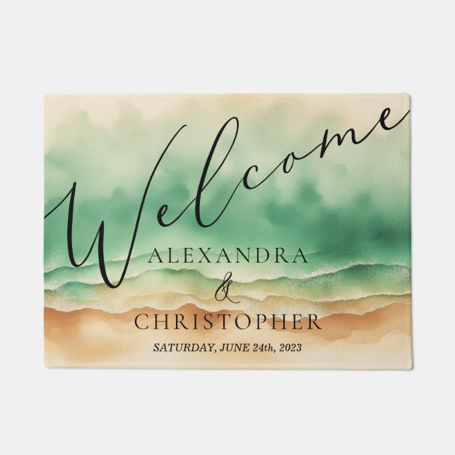 Ocean Beach Niedlich Signature Summer Welcome Sun Fußmatte (Vorderseite)