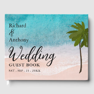 Ocean Beach Palm Tree Wedding Gästebuch