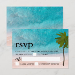 Ocean Beach Palm Tree Wedding RSVP Karte
