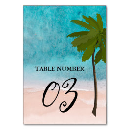 Ocean Beach Palm Tree Wedding Tischnummer