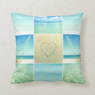 Ocean Beach Photo Collage Coussin