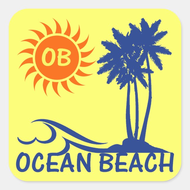 Ocean Beach Quadratischer Aufkleber (Vorderseite)