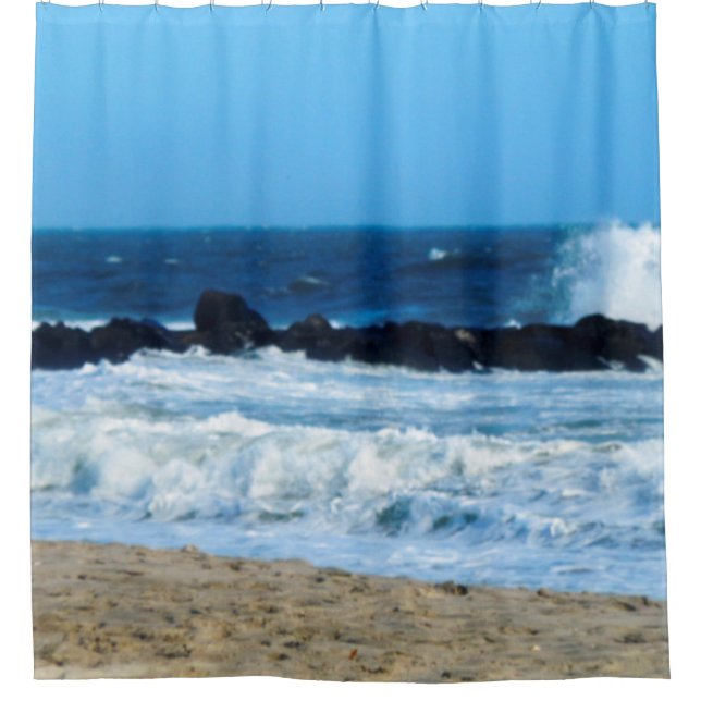 Ocean Beach Rocks Cape May NJ Foto Duschvorhang (Vorderseite)